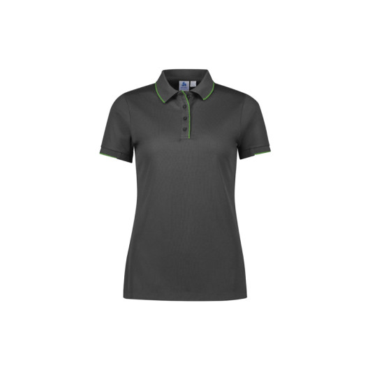 Womens Focus Short Sleeve Polos Grey Fluro Lime